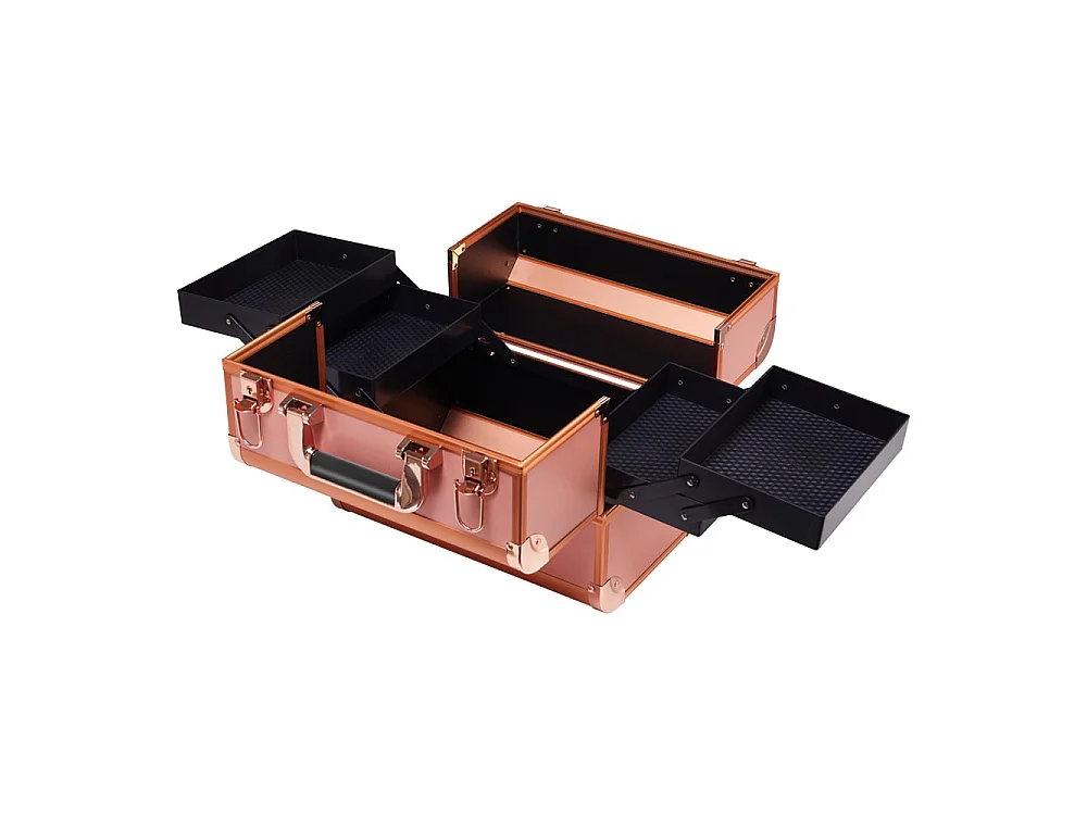 Rose Gold Professional Aluminium Makeup Case with 4 Trays