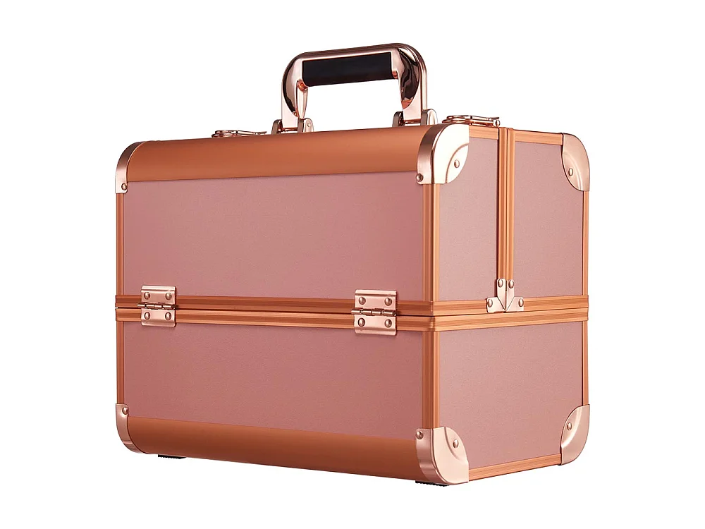 Rose Gold Professional Aluminium Makeup Case with 4 Trays