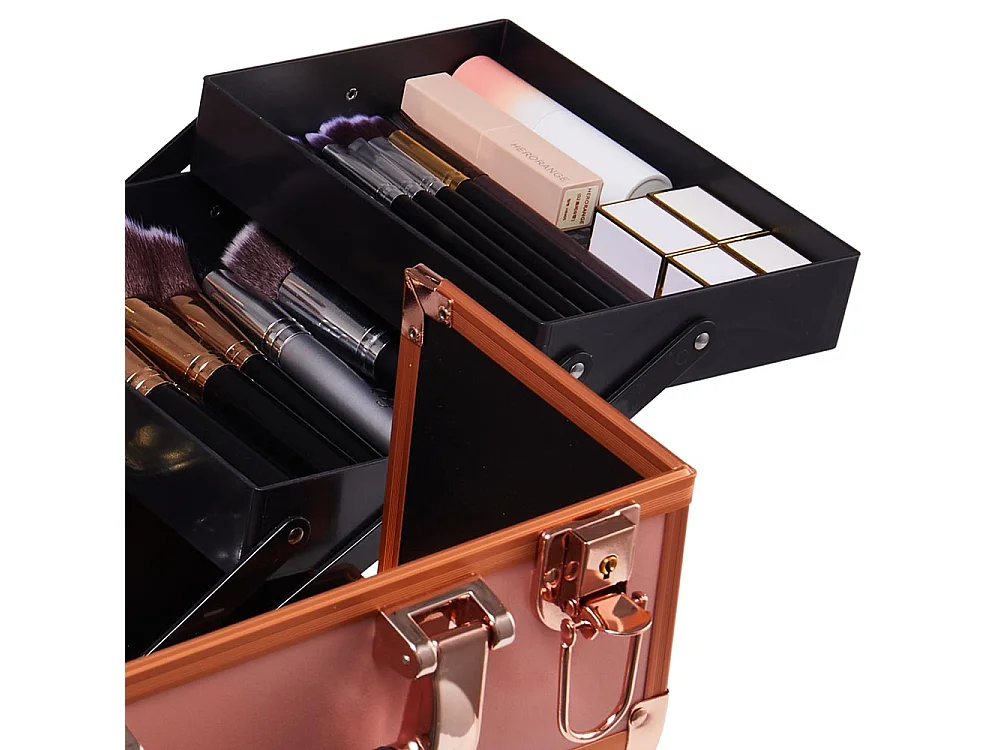 Rose Gold Professional Aluminium Makeup Case with 4 Trays