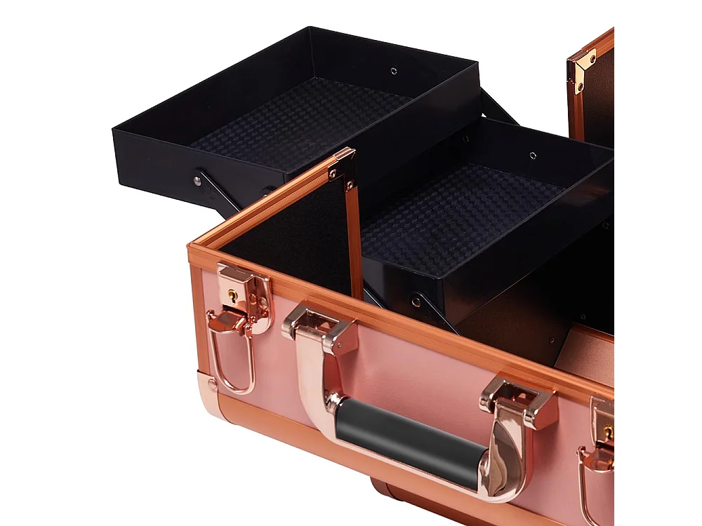 Rose Gold Professional Aluminium Makeup Case with 4 Trays