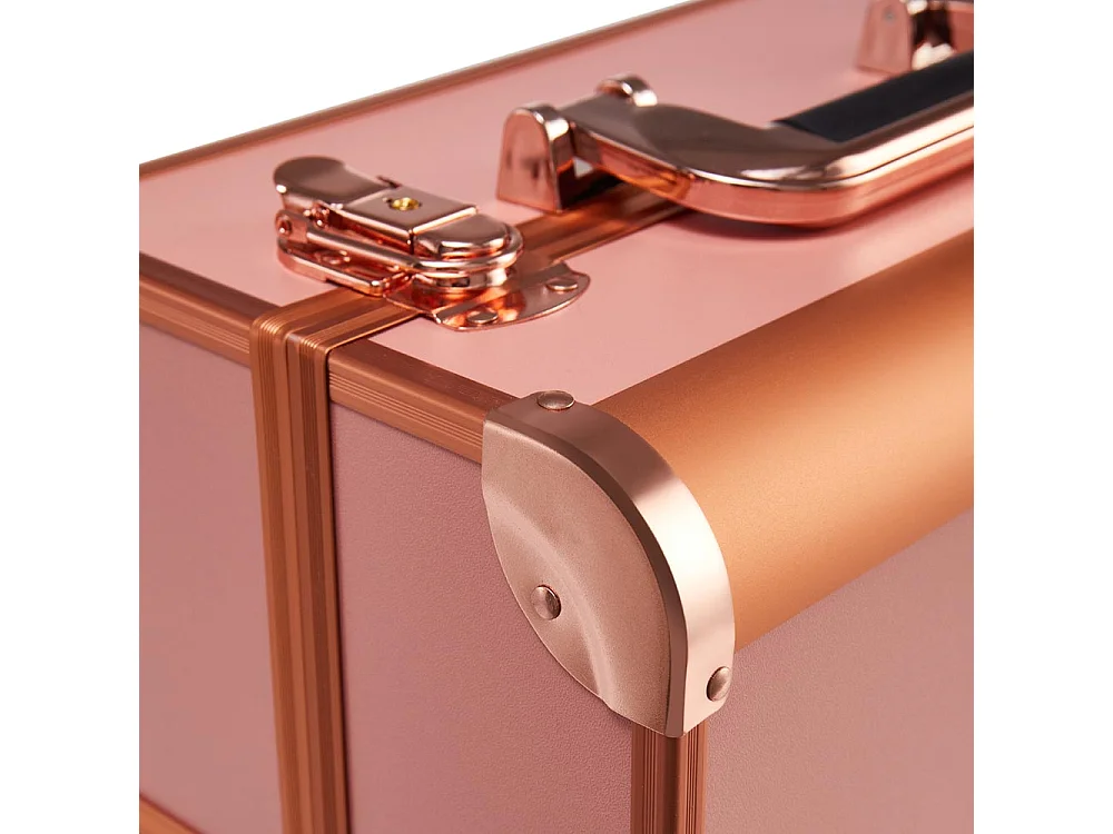Rose Gold Professional Aluminium Makeup Case with 4 Trays