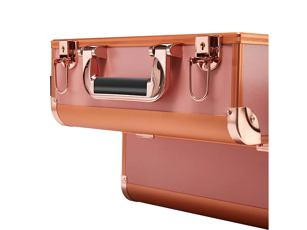 Rose Gold Professional Aluminium Makeup Case with 4 Trays
