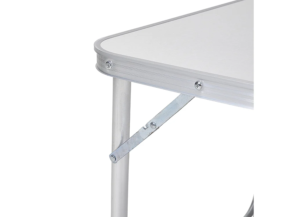 White Height Adjustable Folding Camping Table and 4 Stool Set