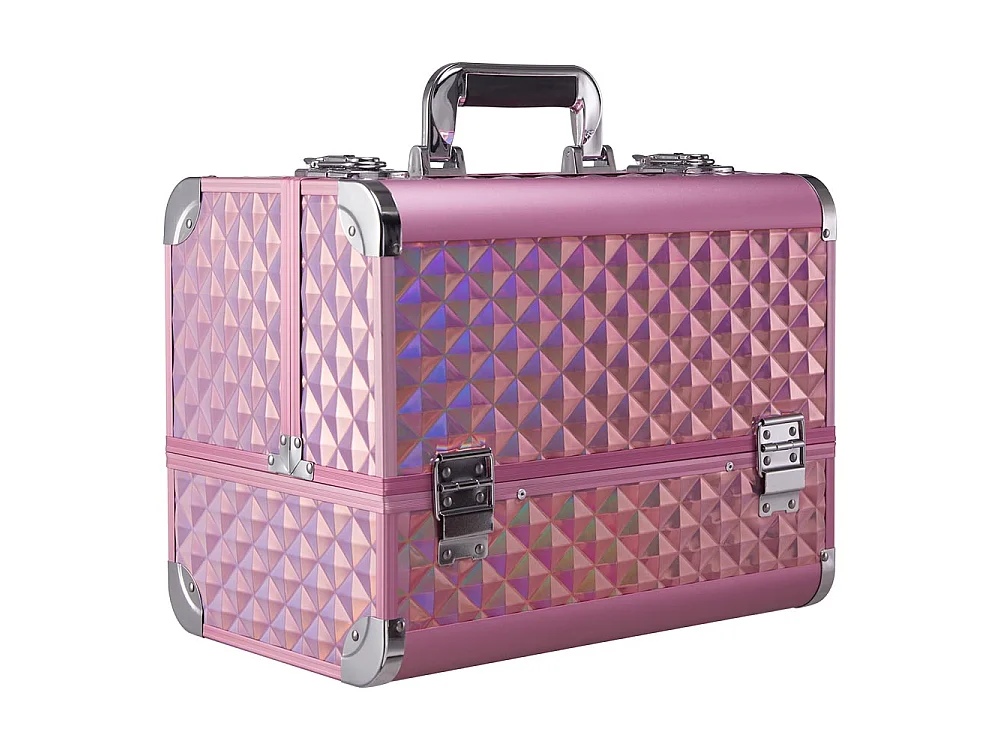 Pink Professional Aluminium Makeup Case with 6 Trays