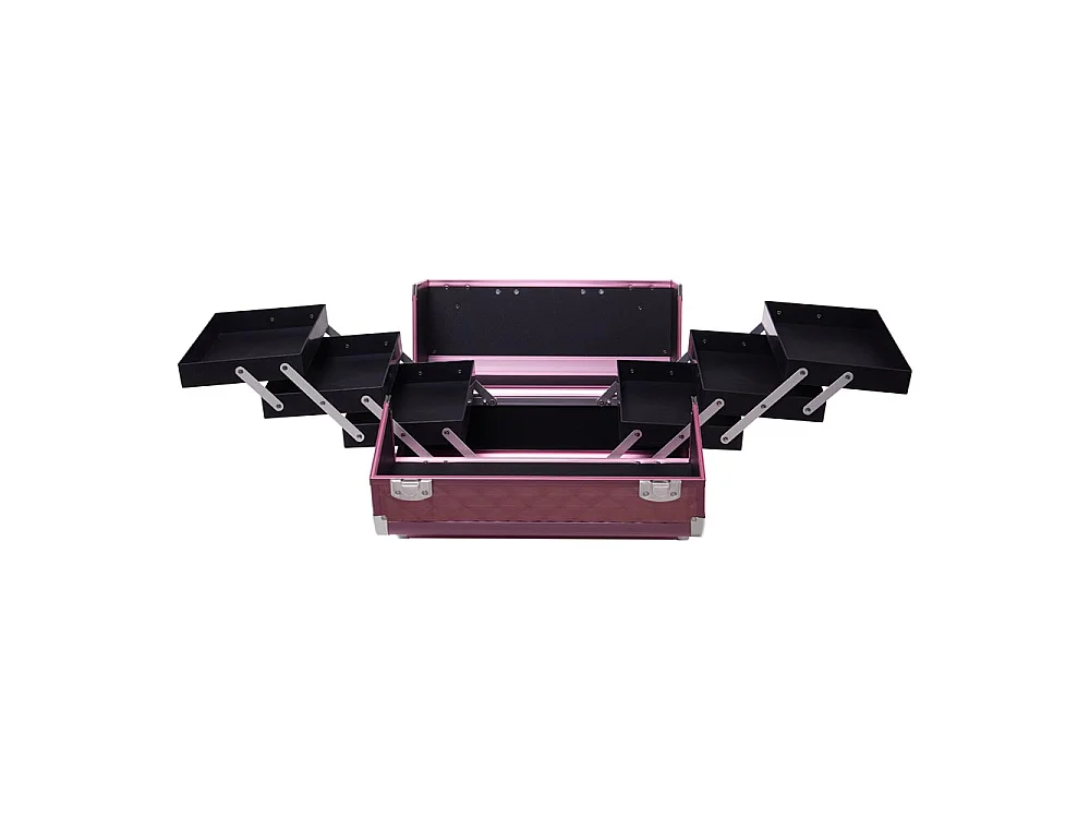 Pink Professional Aluminium Makeup Case with 6 Trays