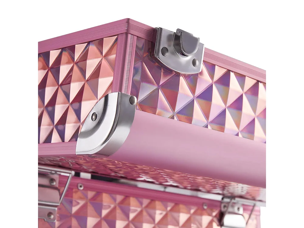 Pink Professional Aluminium Makeup Case with 6 Trays