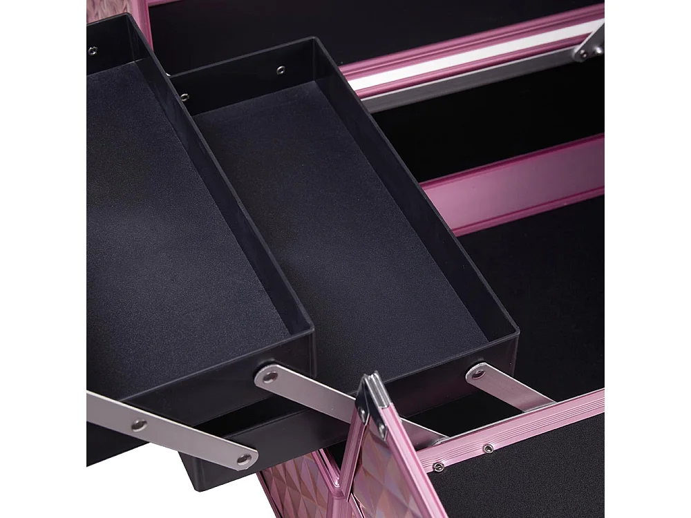 Pink Professional Aluminium Makeup Case with 6 Trays