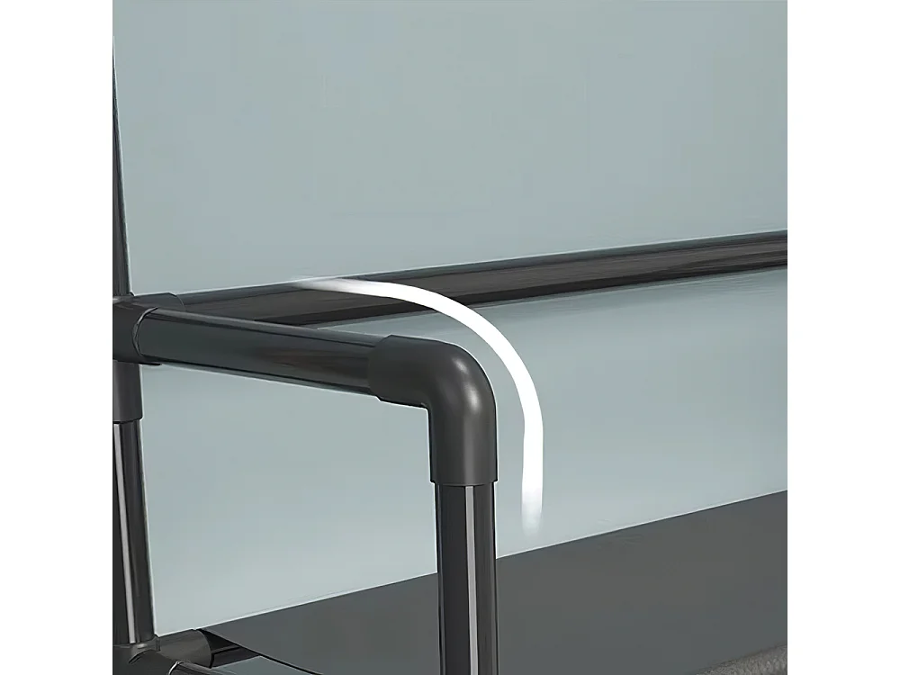 4-Tier Black Metal Coat Rack with Hooks and Fabric Shelves - 80 x 158cm