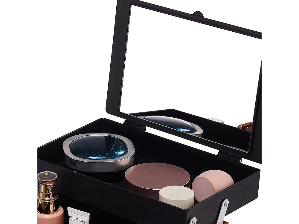 Rose Gold Professional Aluminium Makeup Case with 2 Trays and Mirror