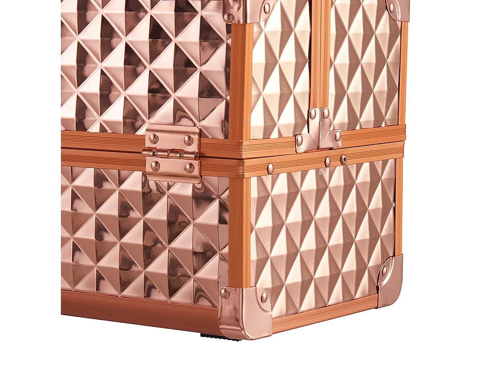 Rose Gold Professional Aluminium Makeup Case with 2 Trays and Mirror