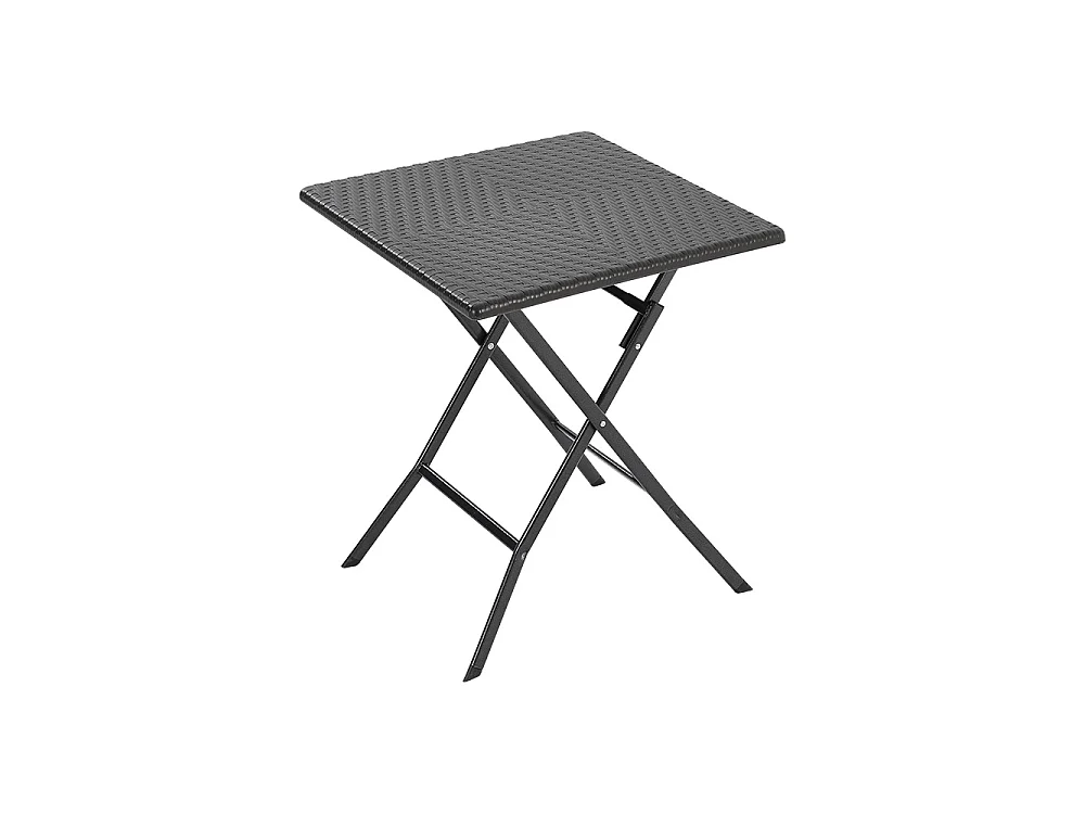 Black Square Folding Rattan Effect Garden Bistro Table 61cm