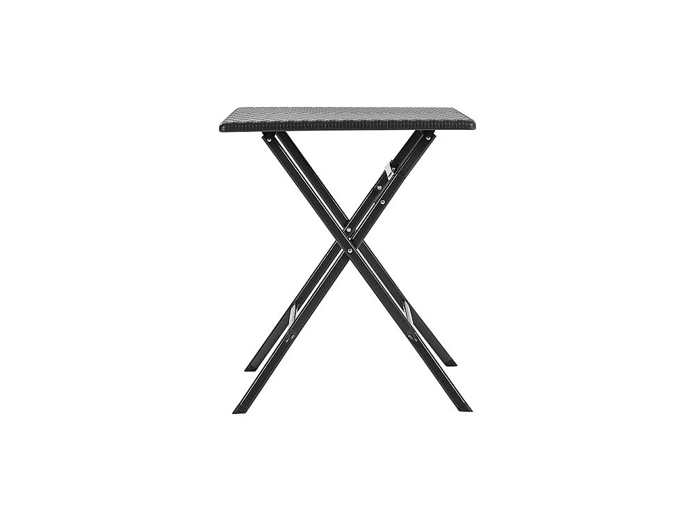 Black Square Folding Rattan Effect Garden Bistro Table 61cm