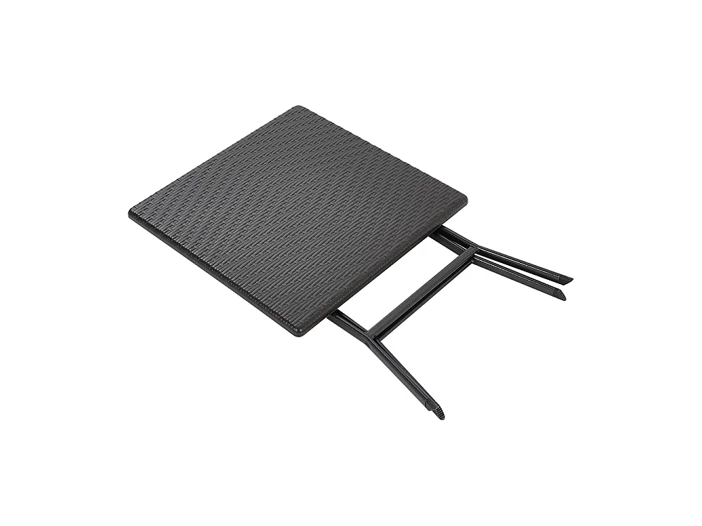 Black Square Folding Rattan Effect Garden Bistro Table 61cm