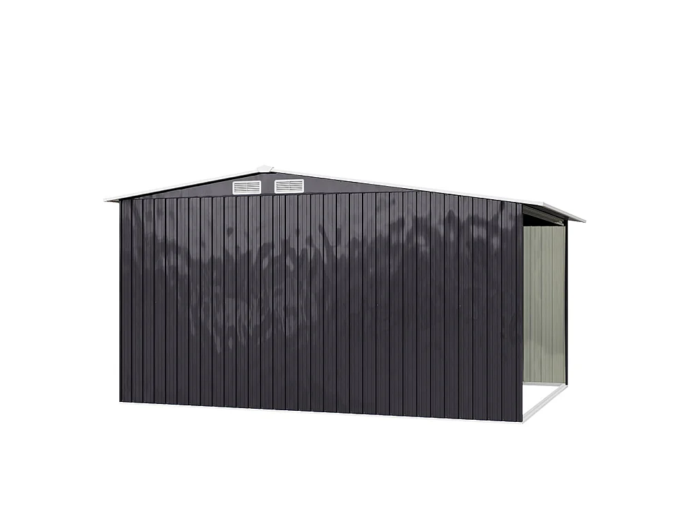 10.8 x 8.5ft Black Steel Garden Tool Shed with Log Storage