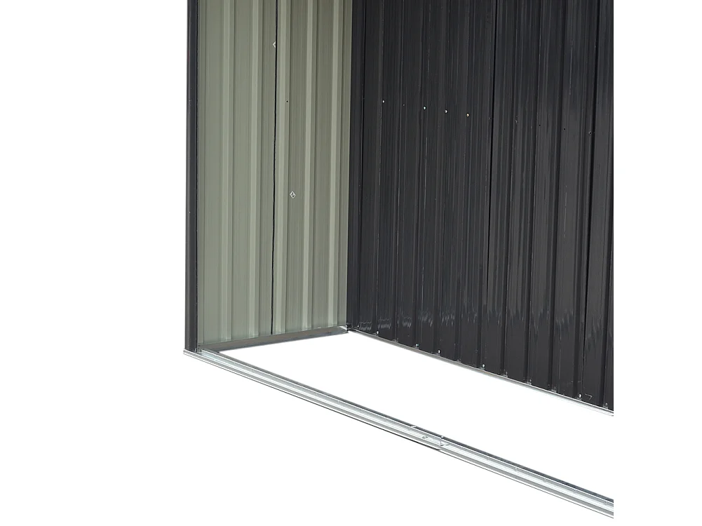 10.8 x 8.5ft Black Steel Garden Tool Shed with Log Storage