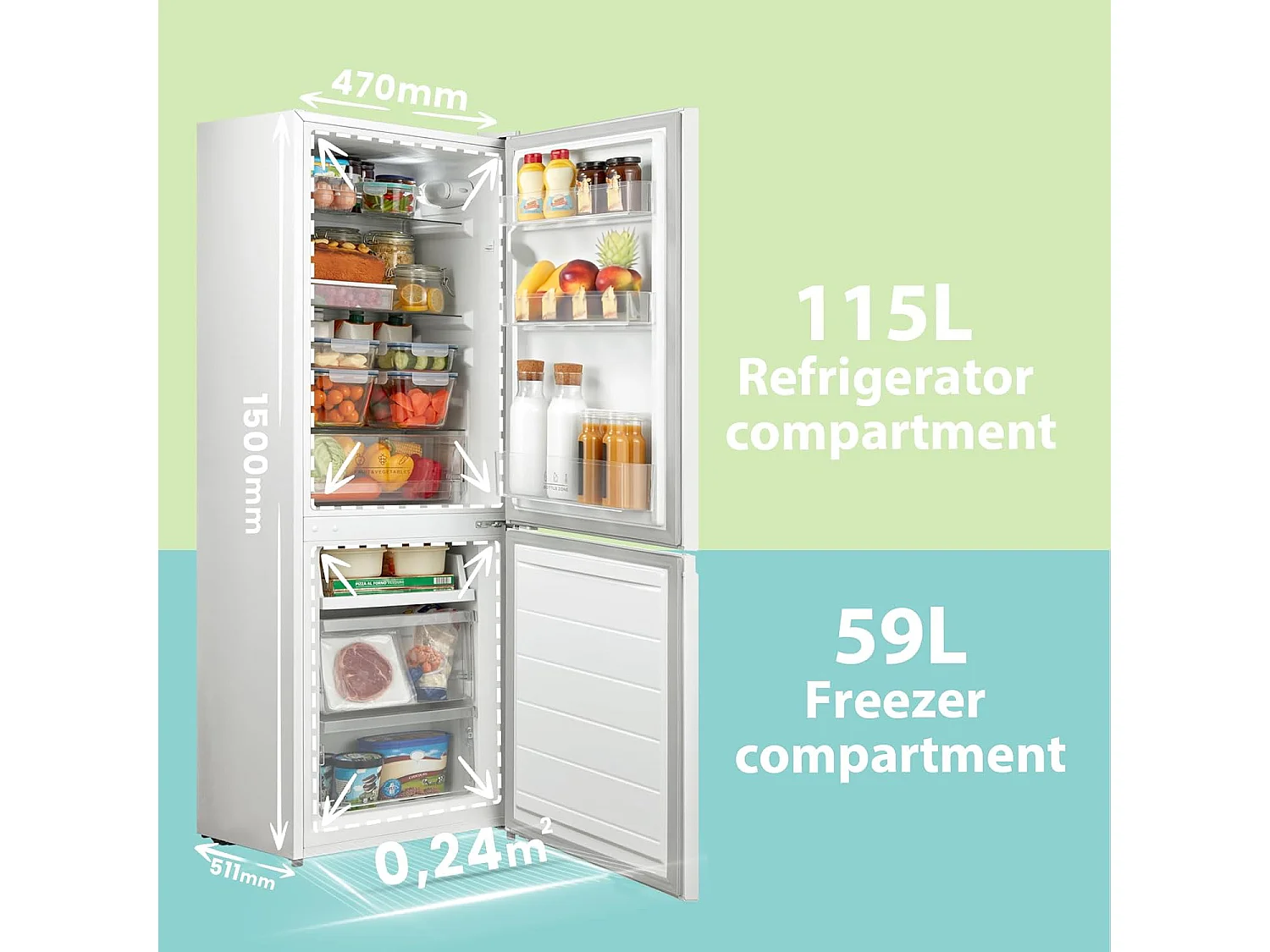 Comfee White 174L Freestanding Low Frost Fridge Freezer