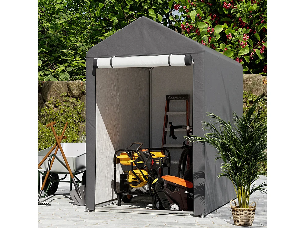 4 x 6ft Dark Grey Portable Garden Storage Shed with Roll-Up Door