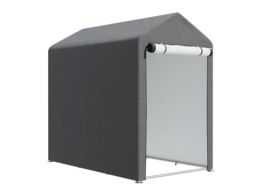 4 x 6ft Dark Grey Portable Garden Storage Shed with Roll-Up Door