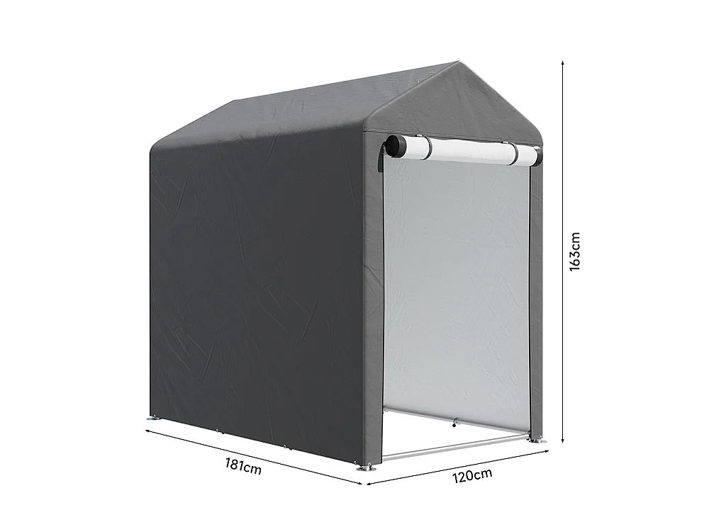 4 x 6ft Dark Grey Portable Garden Storage Shed with Roll-Up Door