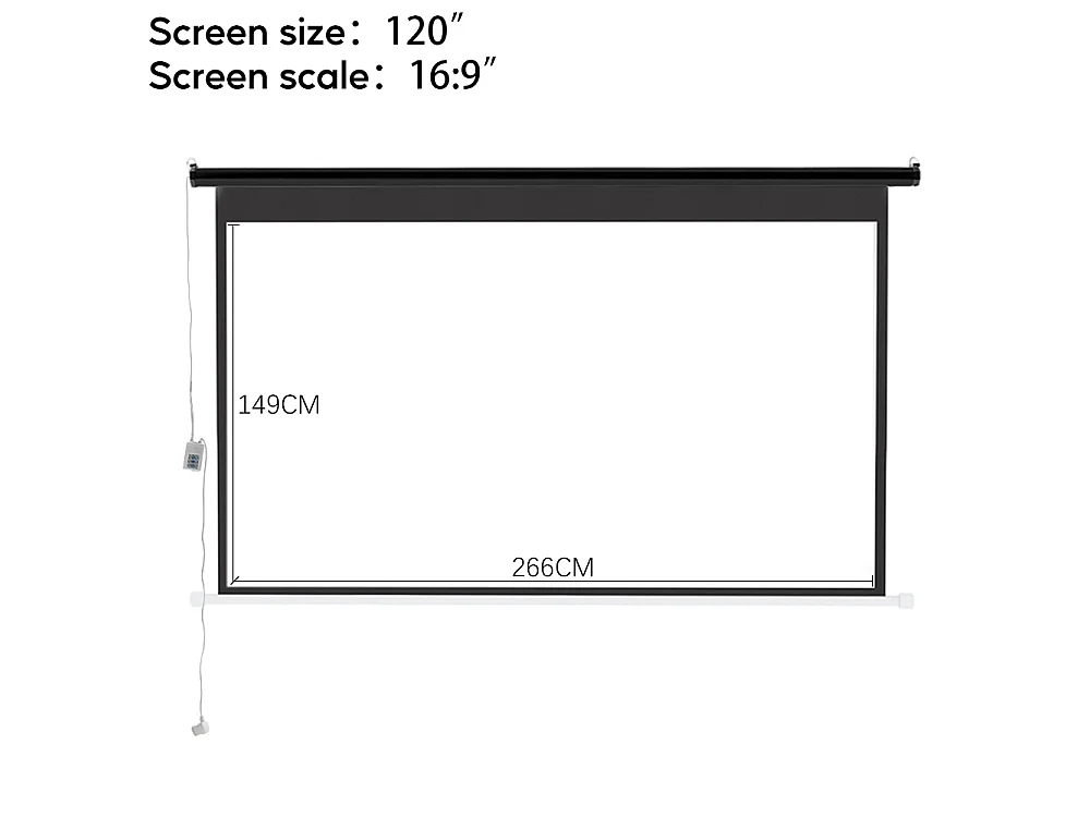 120 Inch Electric Projector Screen with Remote 16:9 Wall or Ceiling Mounted