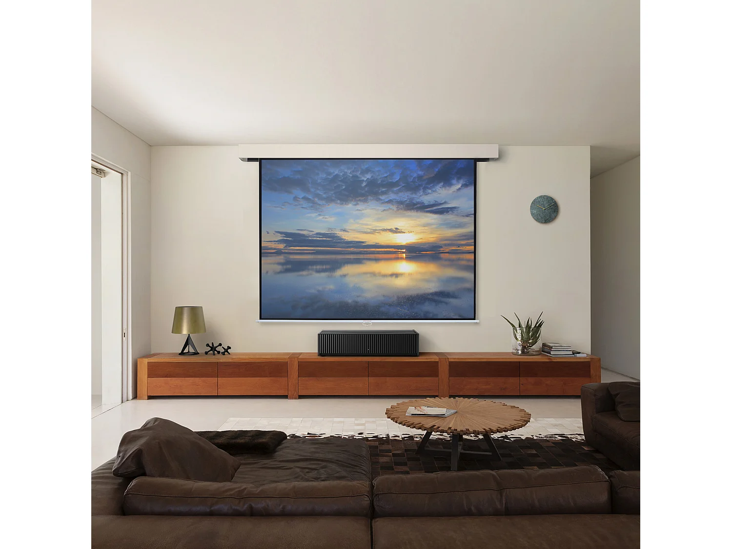 100 Inch Manual Pull Down Projector Screen 4:3 Matte White Surface