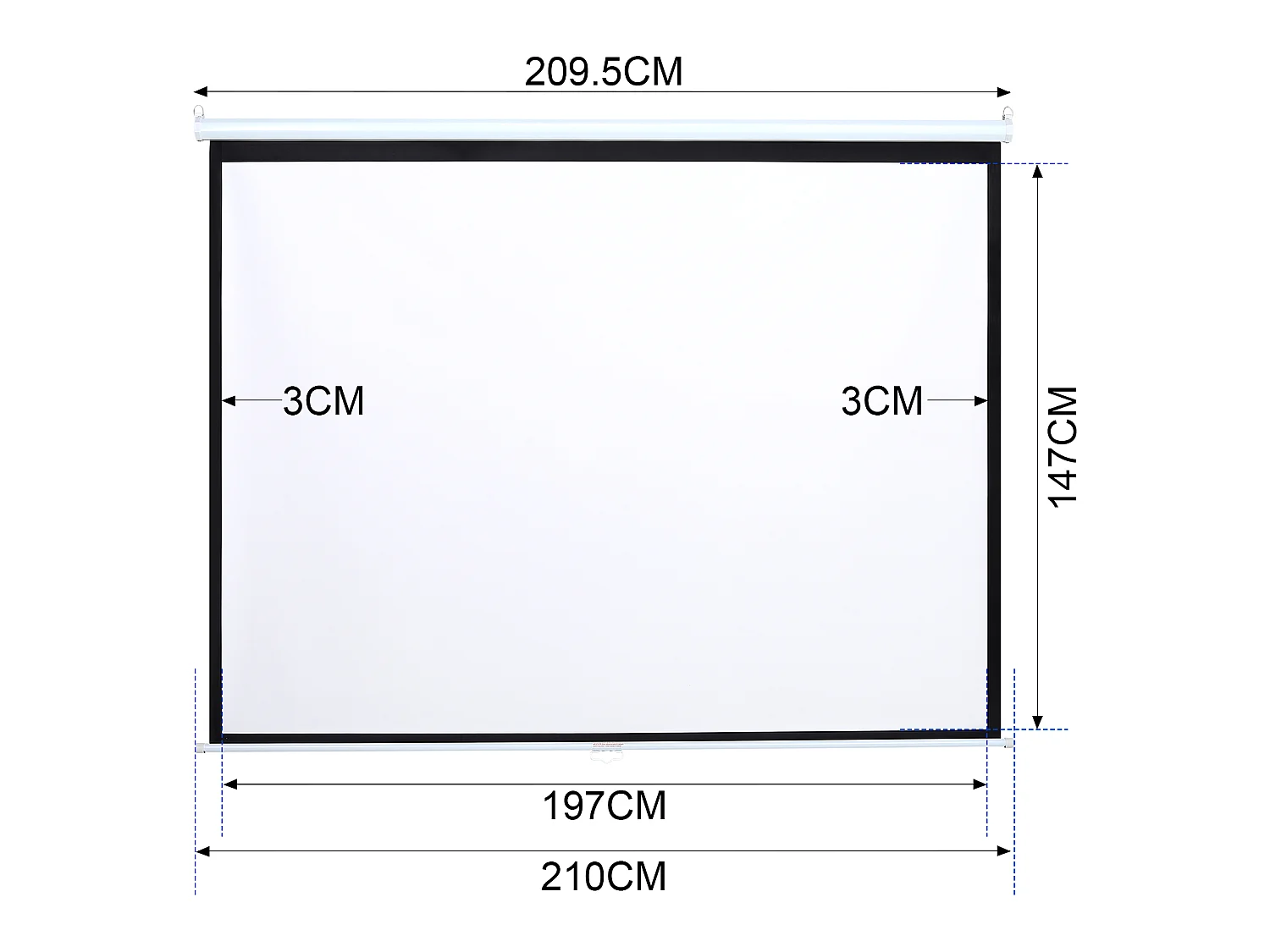 100 Inch Manual Pull Down Projector Screen 4:3 Matte White Surface