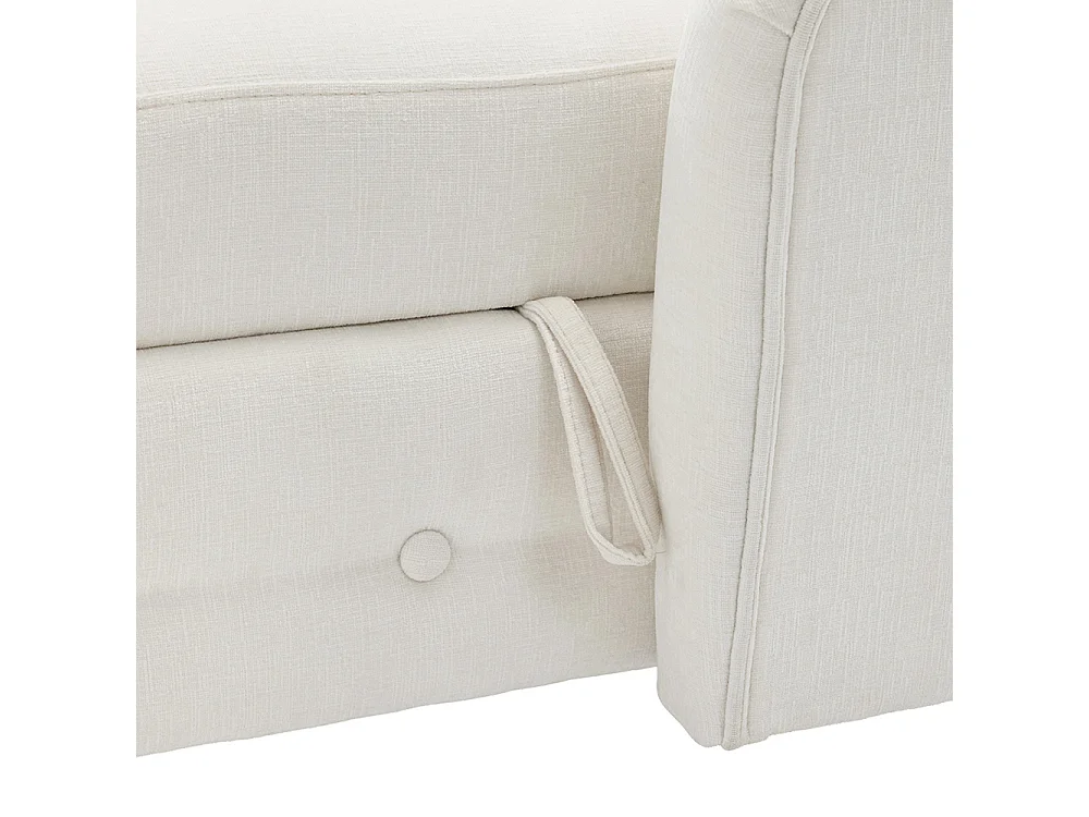 White Left Hand Facing Chenille Chaise Lounge with Storage & Pillow