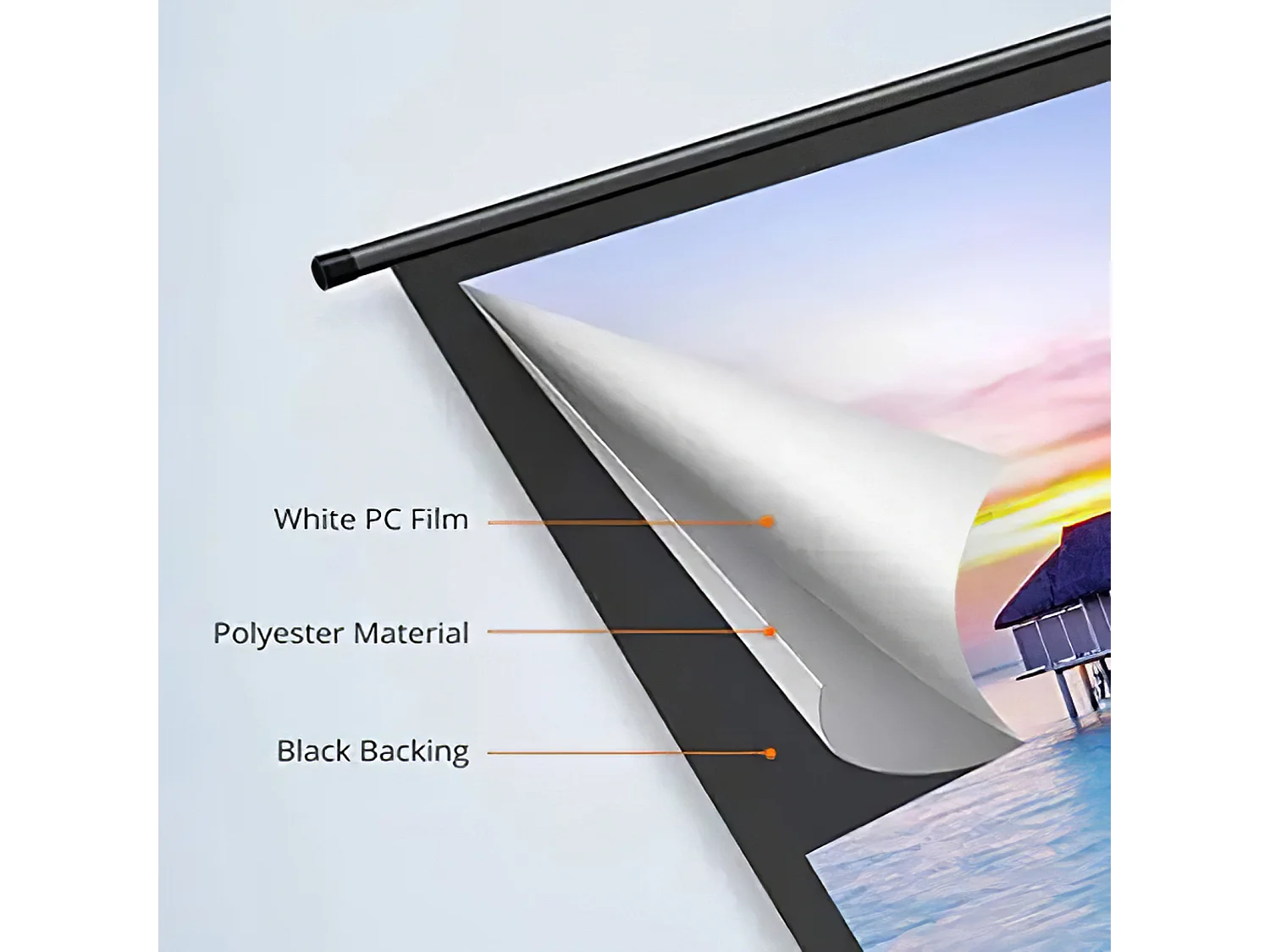 60 Inch Manual Pull Down Projector Screen 4:3 Wall or Ceiling Mounted