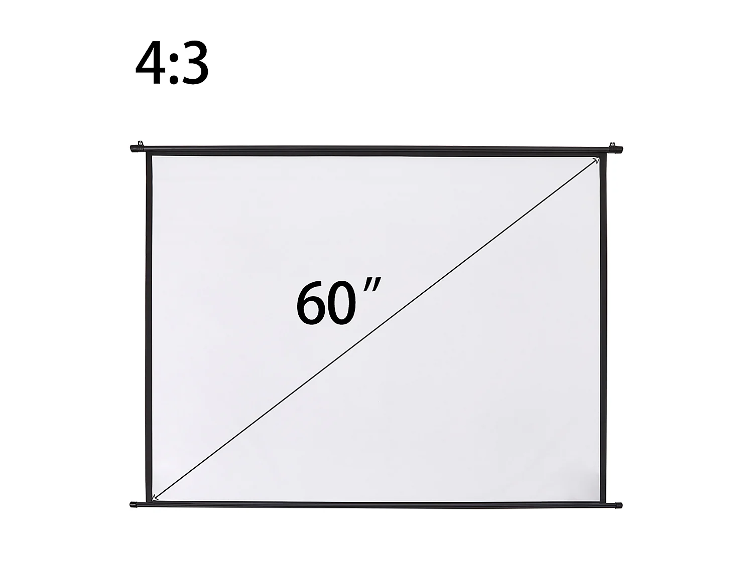 60 Inch Manual Pull Down Projector Screen 4:3 Wall or Ceiling Mounted