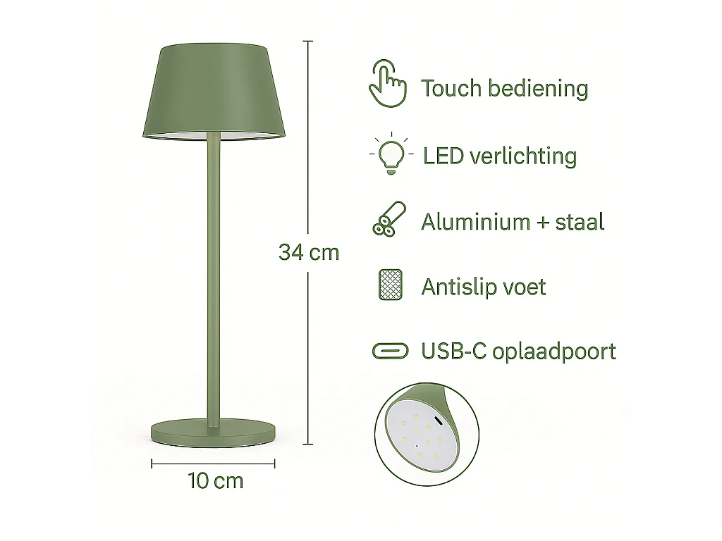OMNIEXA Tafellamp Groen Yago