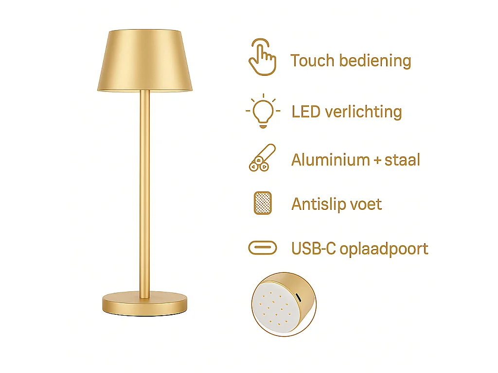 OMNIEXA Tafellamp Goud Yago