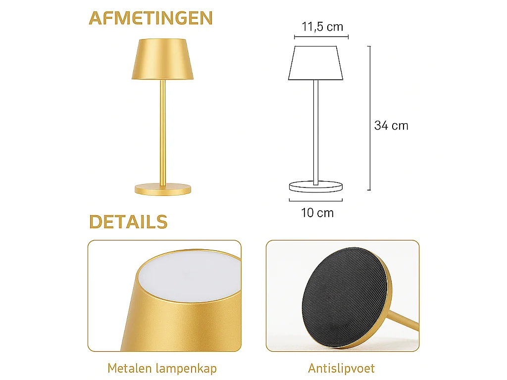 OMNIEXA Tafellamp Goud Yago