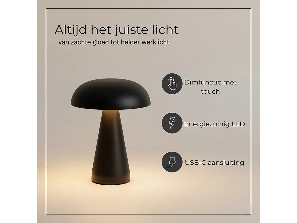OMNIEXA Zwarte Tafellamp Alba