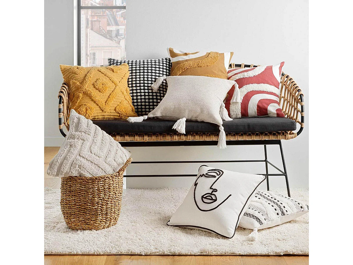 Housse de Coussin Déco "Greta" 40x40cm Noir