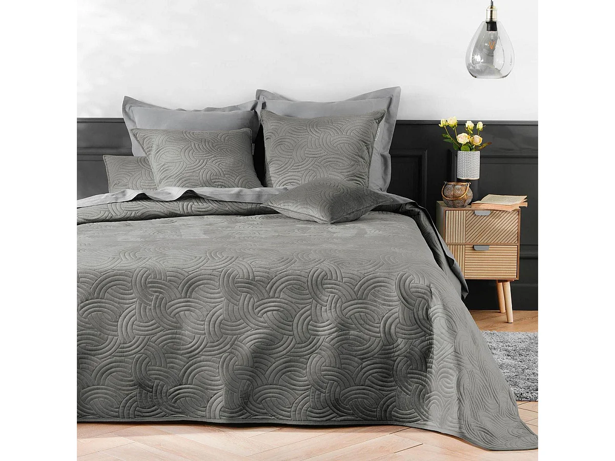 Housse de Coussin Velours Uni "Solange" 40x40cm Gris