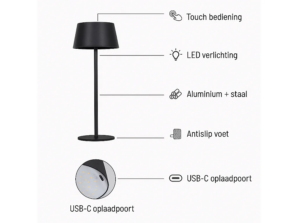 OMNIEXA Tafellamp Zwart Yago