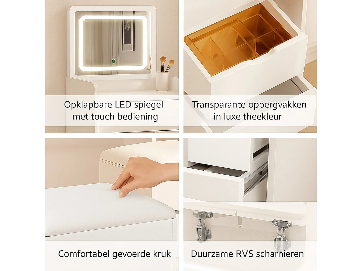 MAZAZU LED Kaptafel Wit Auralyn