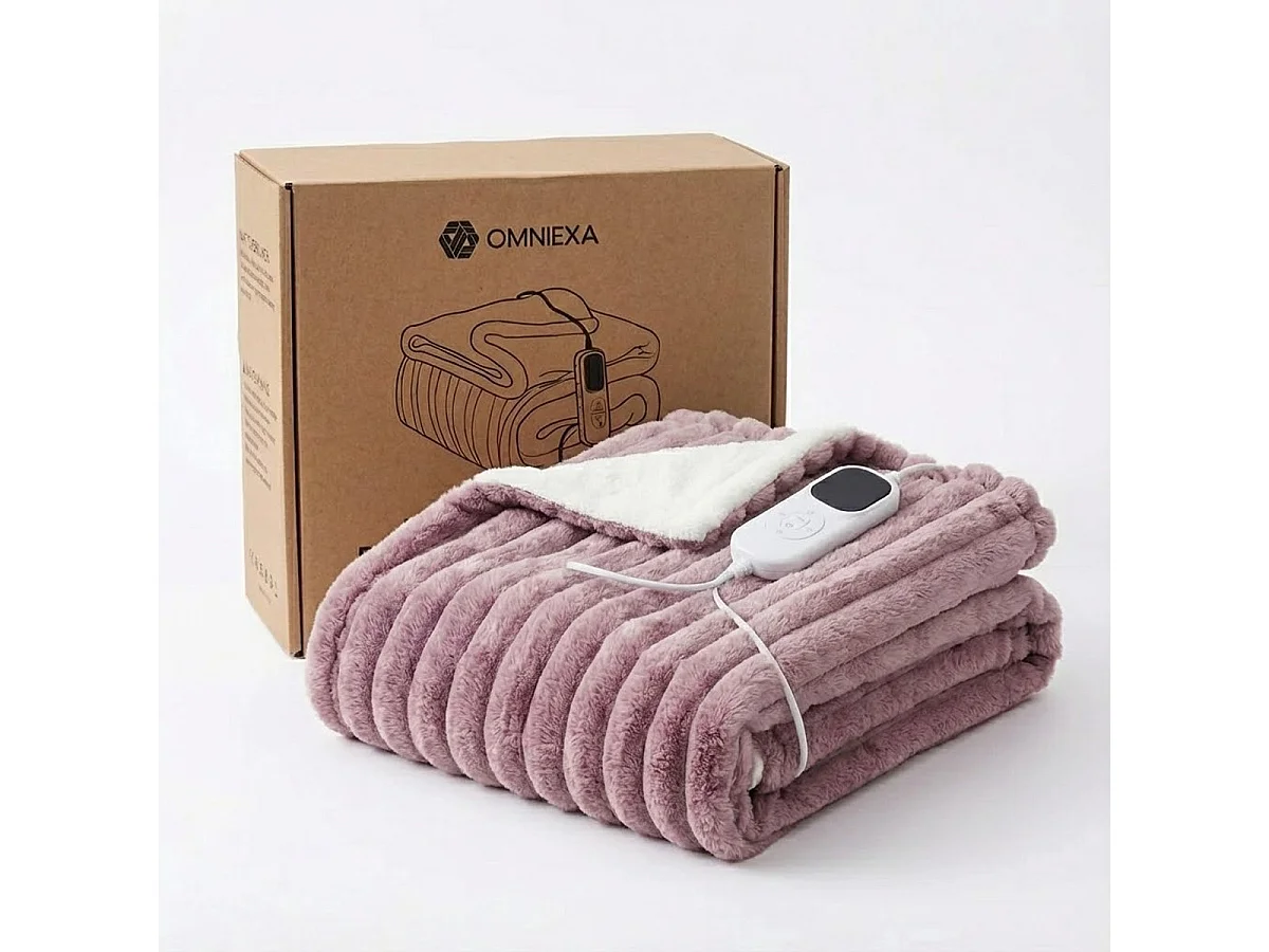 OMNIEXA Couverture Chauffante Électrique en Polaire - 180x160cm - Rose - Lavable