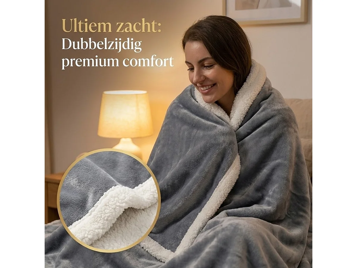 OMNIEXA Couverture Chauffante Électrique en Polaire - 180x130cm - Gris/Blanc