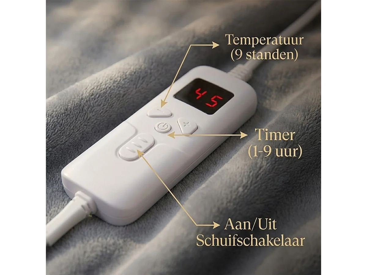 OMNIEXA Couverture Chauffante Électrique en Polaire - 180x130cm - Gris/Blanc