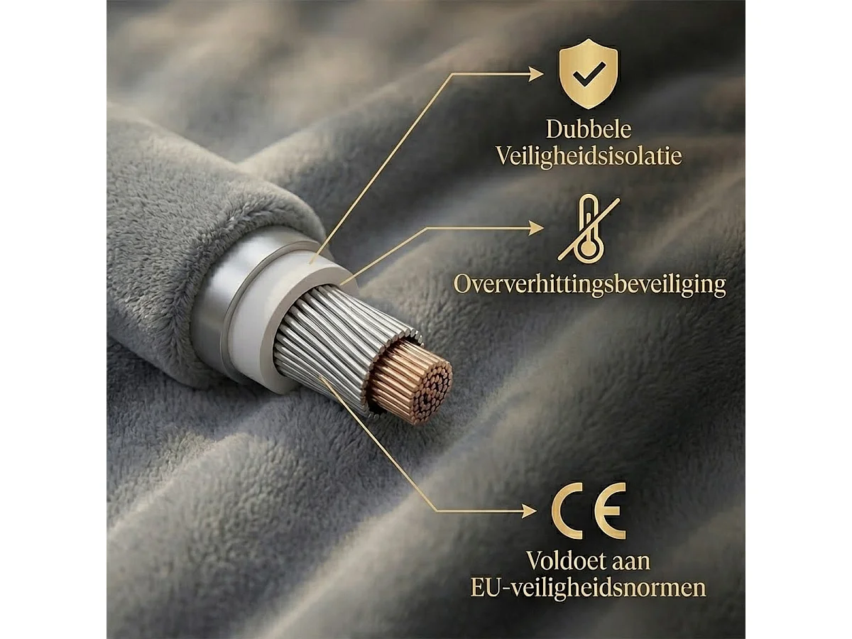 OMNIEXA Couverture Chauffante Électrique en Polaire - 180x130cm - Gris/Blanc