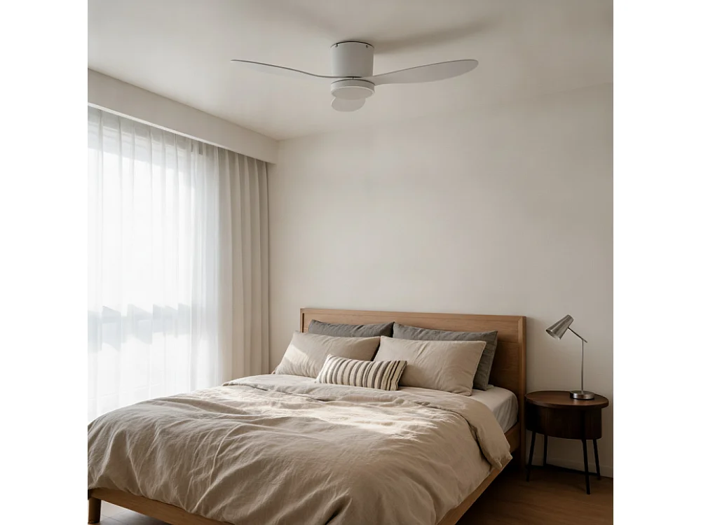 Pulse - Ventilateur de plafond silencieux LED intérieur/extérieur - Blanc