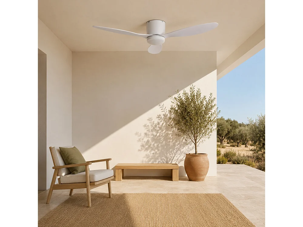 Pulse - Ventilateur de plafond silencieux LED intérieur/extérieur - Blanc
