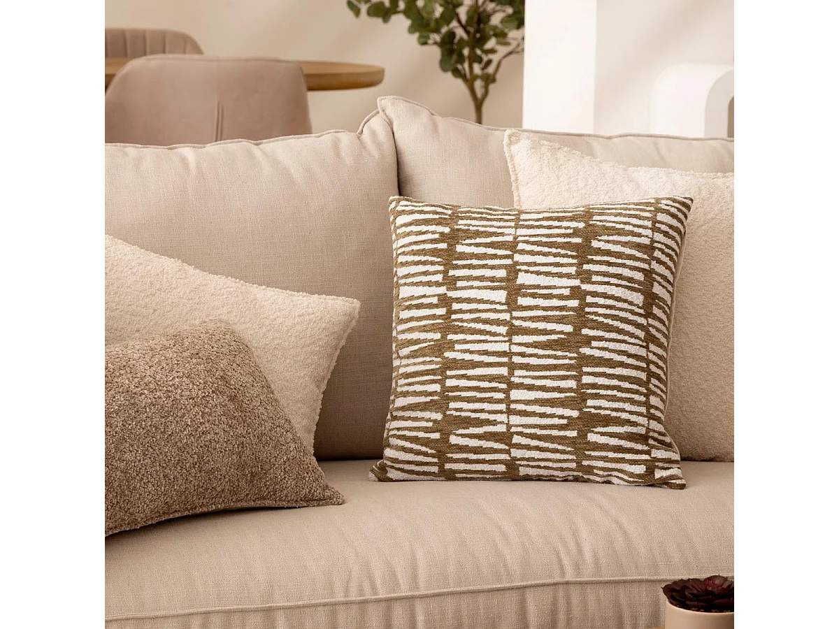 Housse de Coussin Chenille "Jeni" 40x40cm Kaki