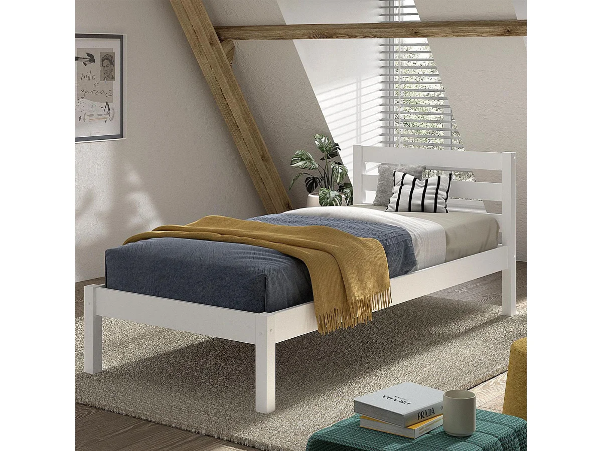 Lit Enfant Scandinave "Pino" 90x200cm Blanc