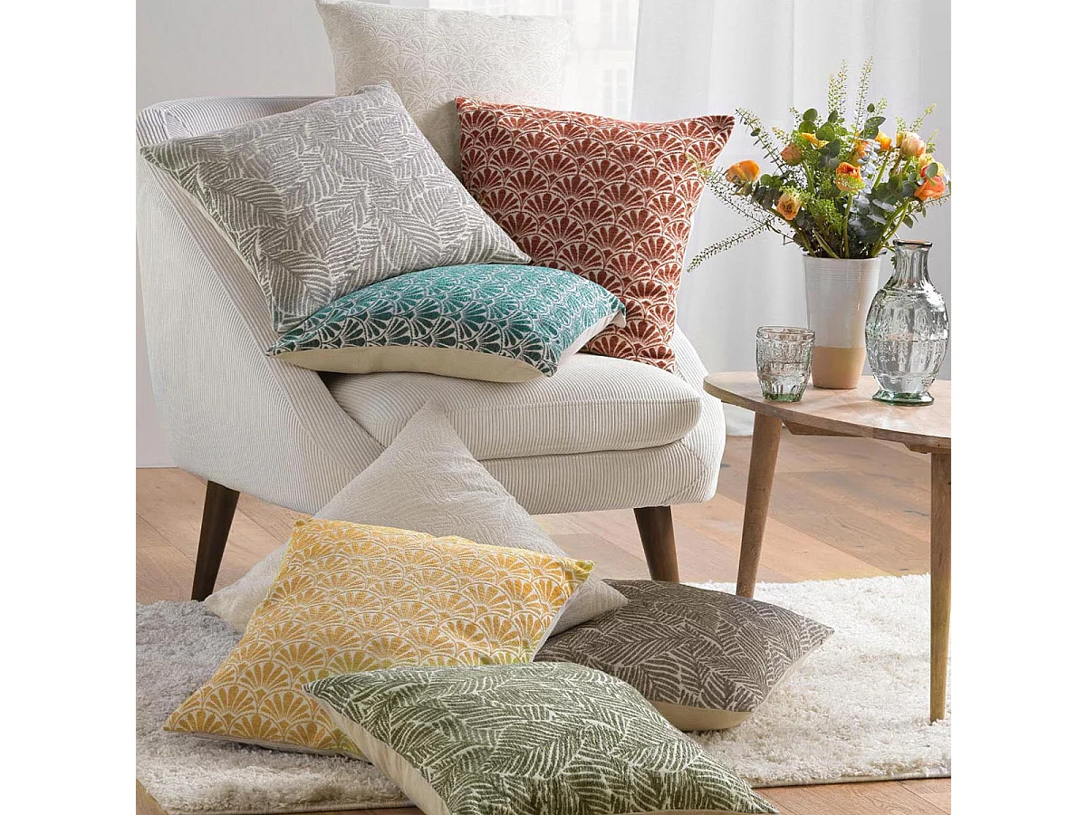 Housse de Coussin Jacquard "Echo" 40x40cm Naturel