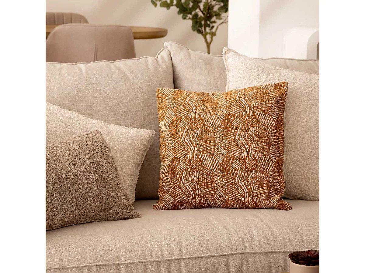Housse de Coussin Chenille "Jeni" 40x40cm Caramel
