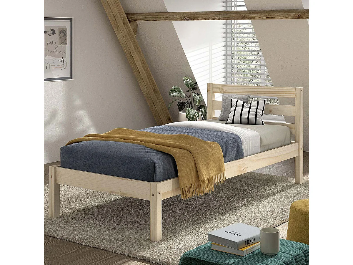 Lit Enfant Scandinave "Pino" 90x200cm Naturel