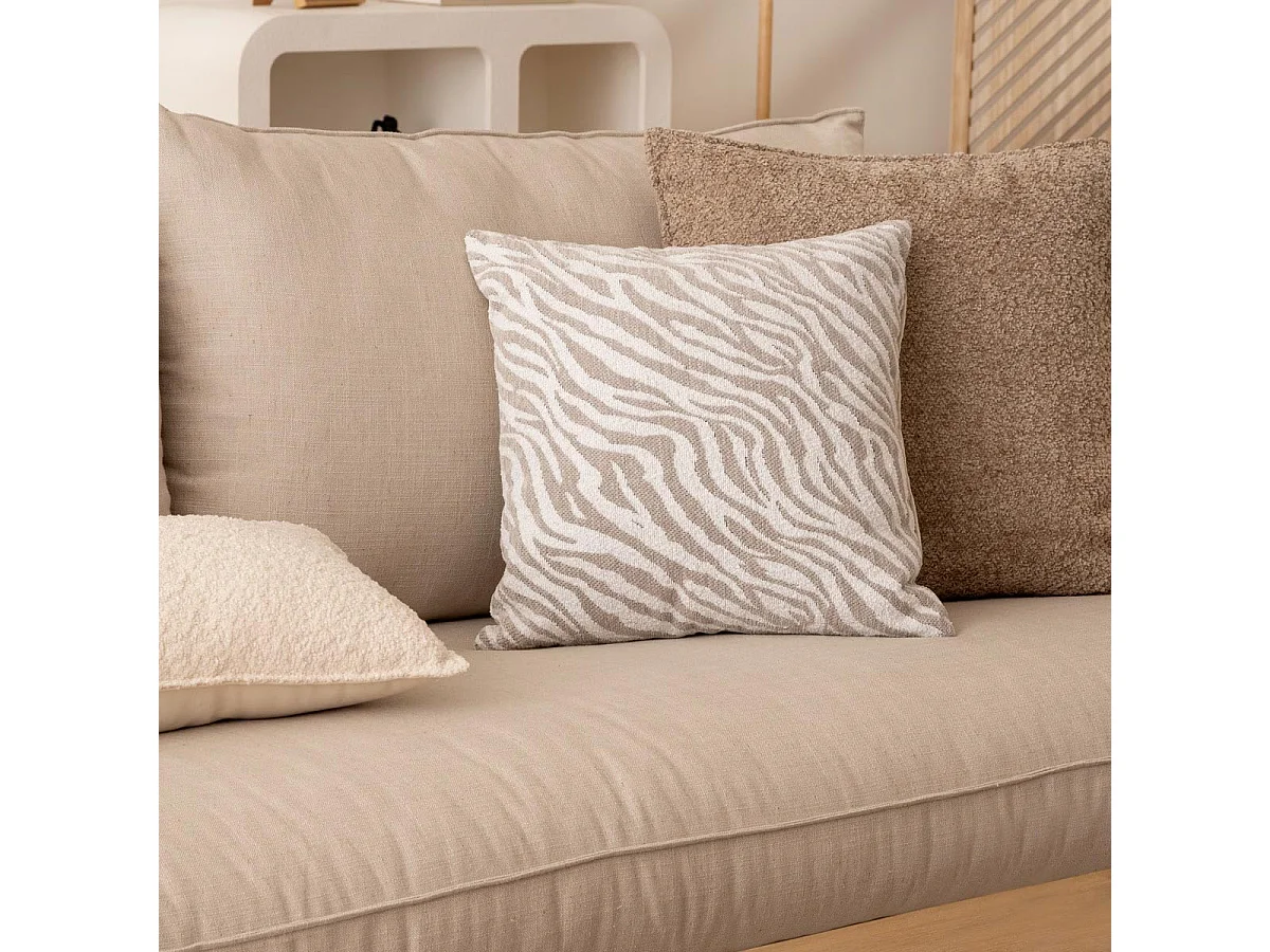 Housse de Coussin Chenille "Jeni" 40x40cm Beige Lin