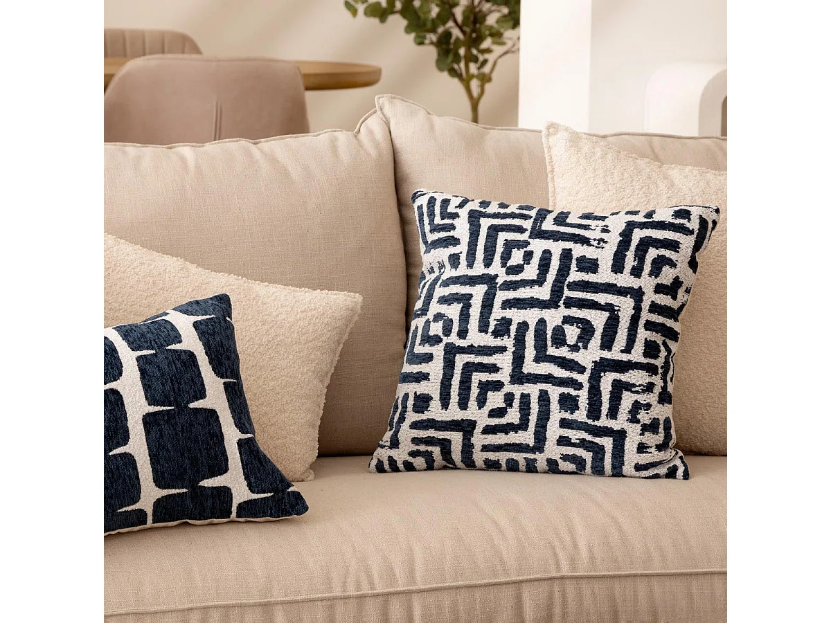 Housse de Coussin Chenille "Jeni" 40x40cm Bleu Égéen